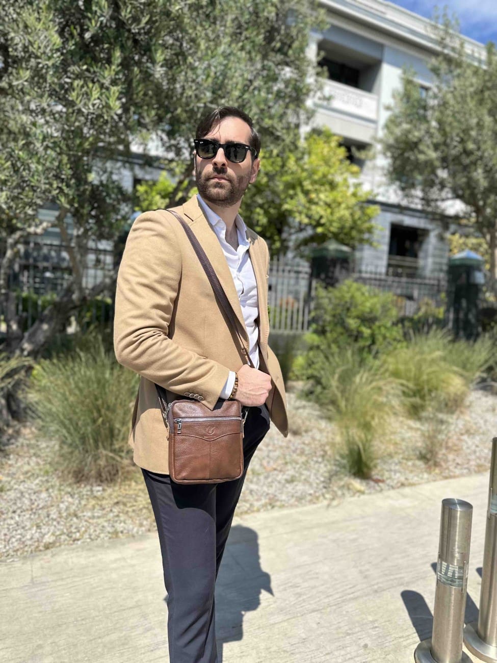 Bullcaptain Leather Shoulder Bag DJB-023 brown