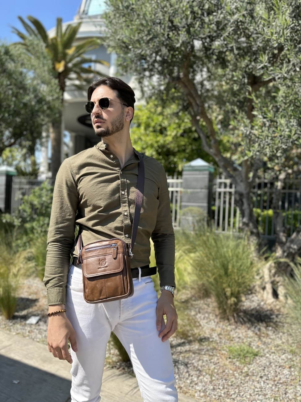 Bullcaptain Leather Shoulder Bag DJB-016 brown