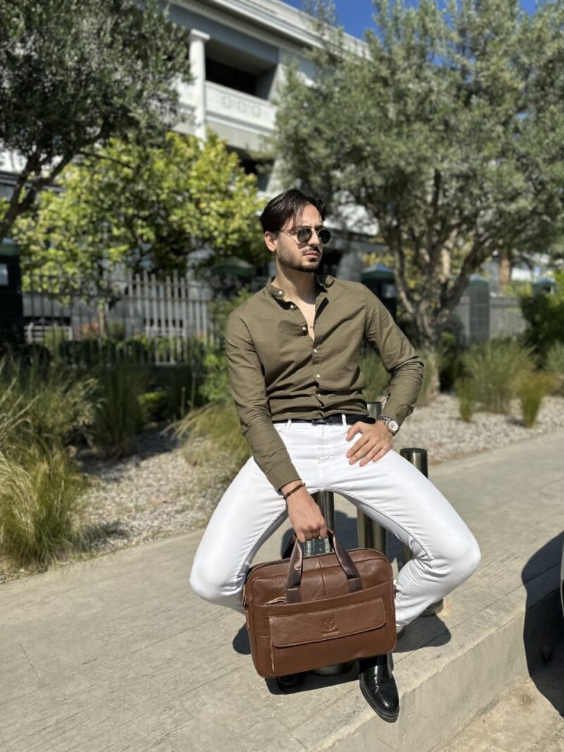 Bullcaptain Leather Briefcase GWB-046 Brown