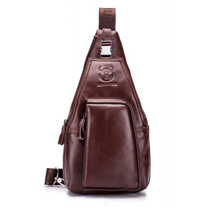 Bullcaptain Leather Shoulder Bag XB-086 Brown