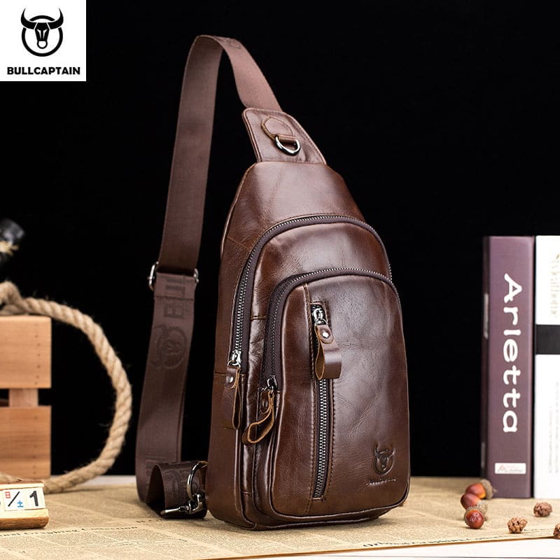 Bullcaptain XB-100 Leather Shoulder Bag Brown