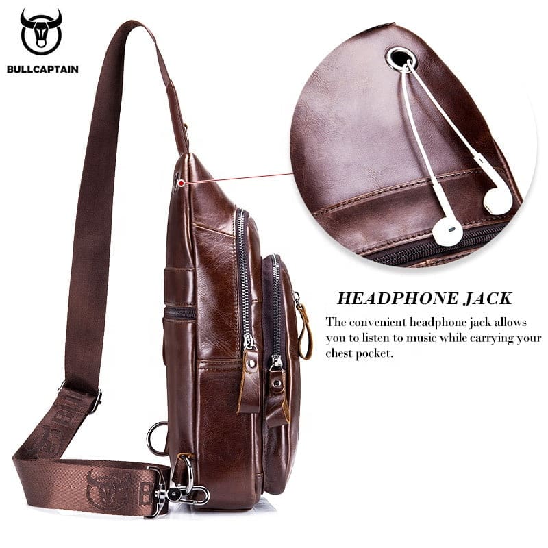 Bullcaptain XB-100 Leather Shoulder Bag Brown