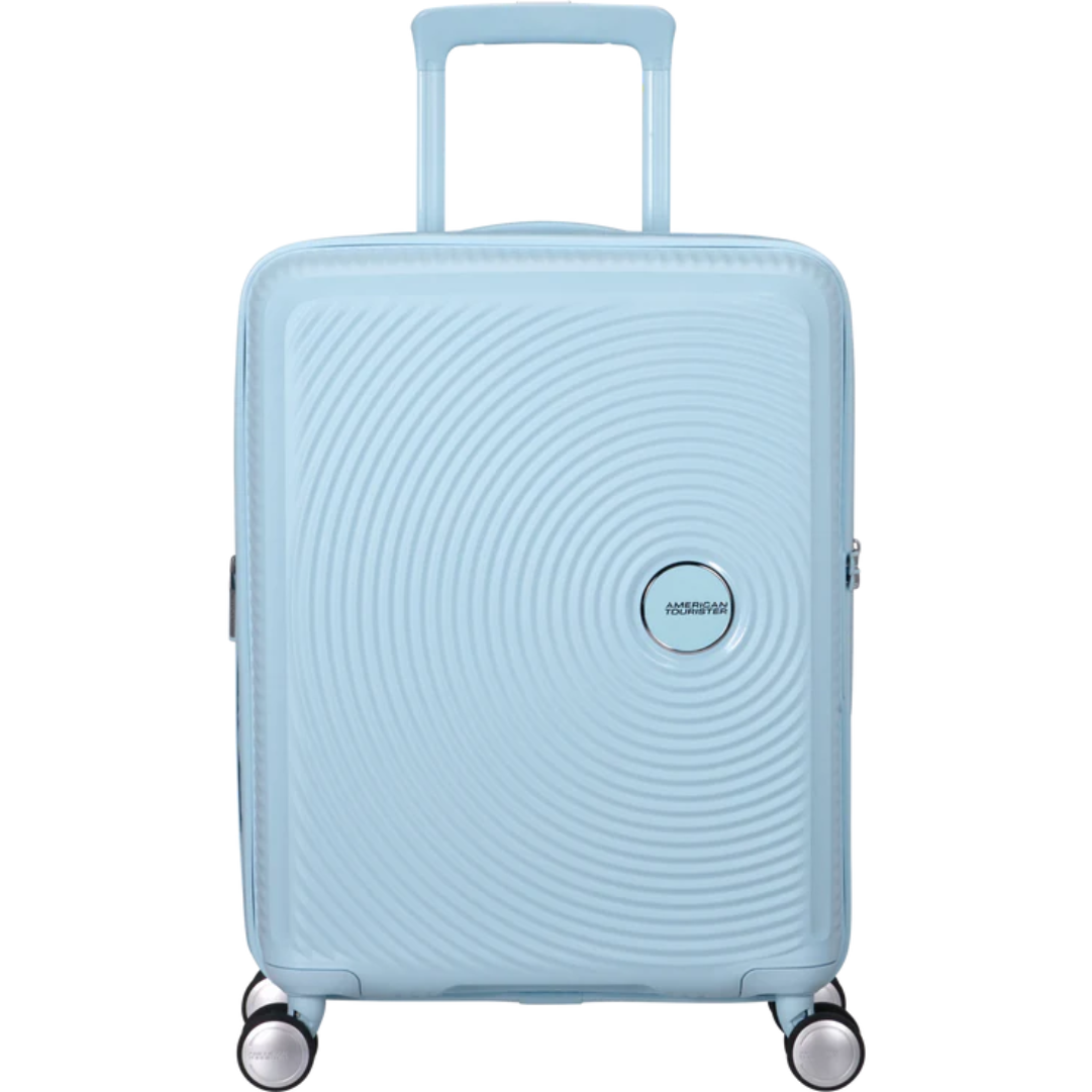 Cabin Suitcase AMERICAN TOURISTER SPINNER 55 CM SOUNDBOX Light Blue
