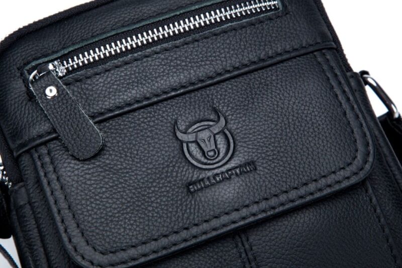 Bullcaptain Leather Shoulder Bag DJB-016 black