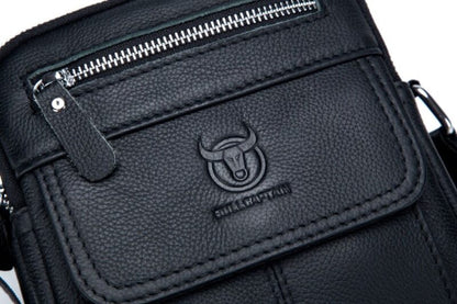 Bullcaptain Leather Shoulder Bag DJB-016 black