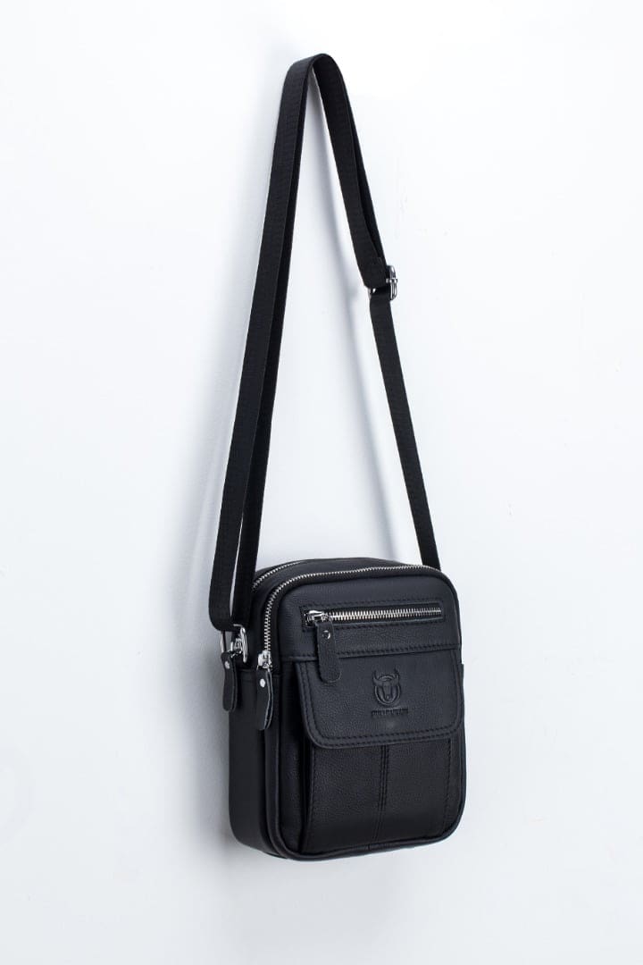 Bullcaptain Leather Shoulder Bag DJB-016 black