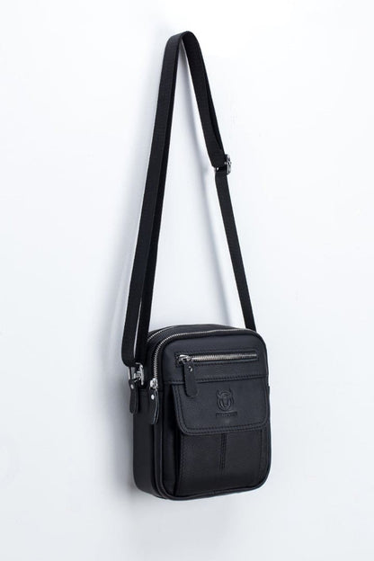 Bullcaptain Leather Shoulder Bag DJB-016 black