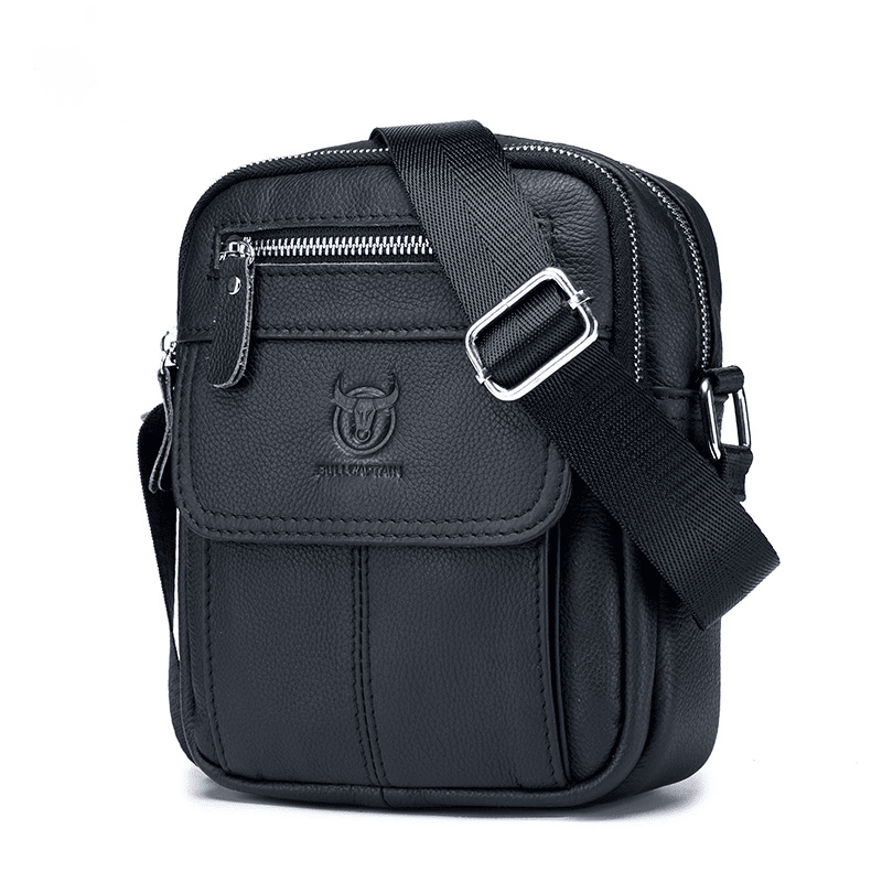 Bullcaptain Leather Shoulder Bag DJB-016 black