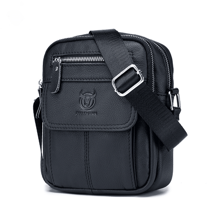 Bullcaptain Leather Shoulder Bag DJB-016 black
