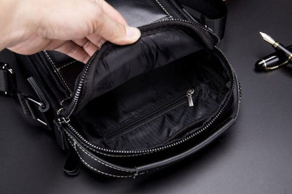 Bullcaptain Leather Shoulder Bag DJB-888 black