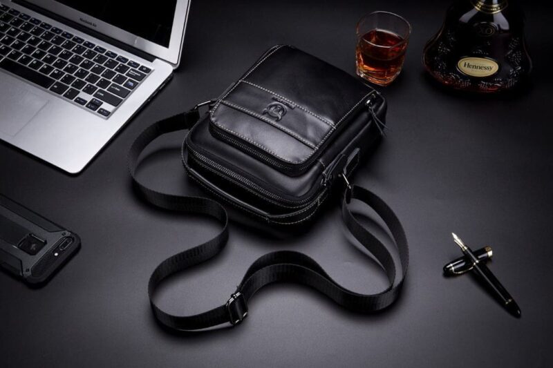 Bullcaptain Leather Shoulder Bag DJB-888 black