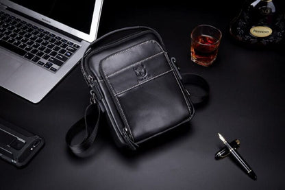 Bullcaptain Leather Shoulder Bag DJB-888 black