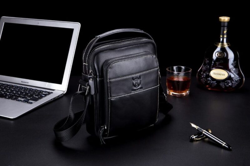 Bullcaptain Leather Shoulder Bag DJB-888 black