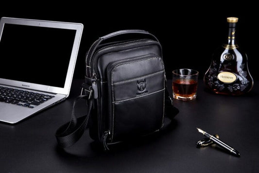 Bullcaptain Leather Shoulder Bag DJB-888 black