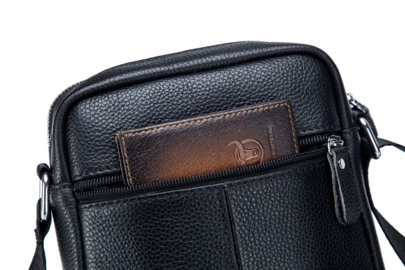 Bullcaptain Leather Shoulder Bag DJB-023 black