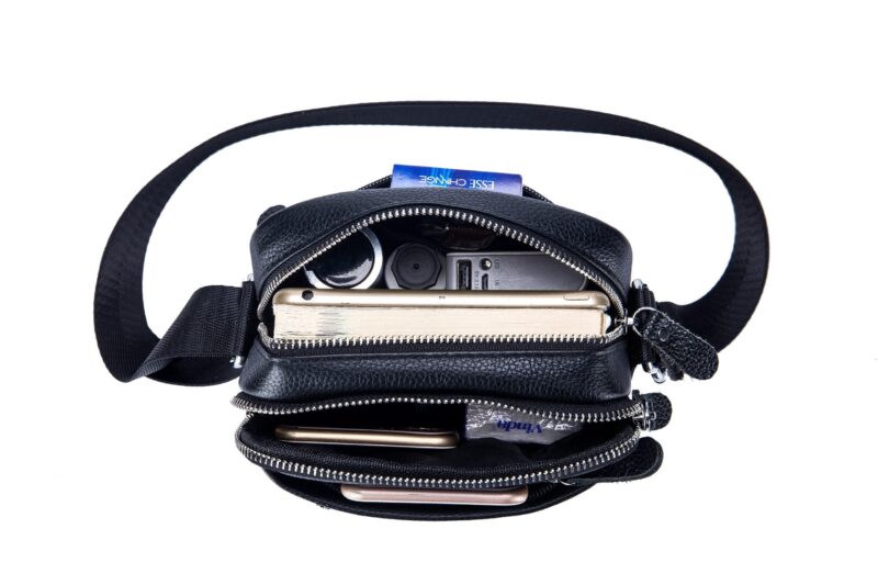 Bullcaptain Leather Shoulder Bag DJB-023 black