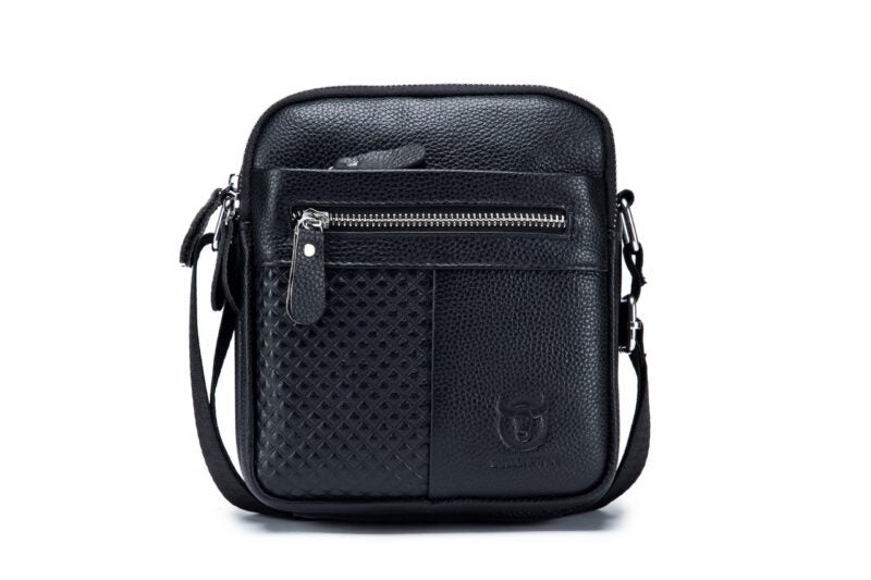 Bullcaptain Leather Shoulder Bag DJB-023 black