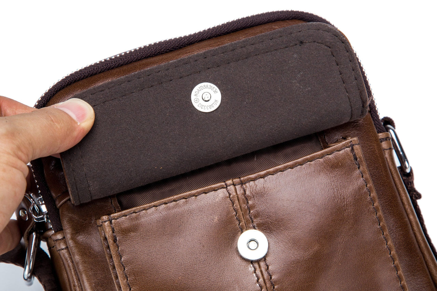 Bullcaptain Leather Shoulder Bag DJB-016 brown