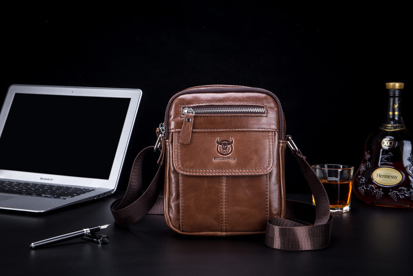 Bullcaptain Leather Shoulder Bag DJB-016 brown