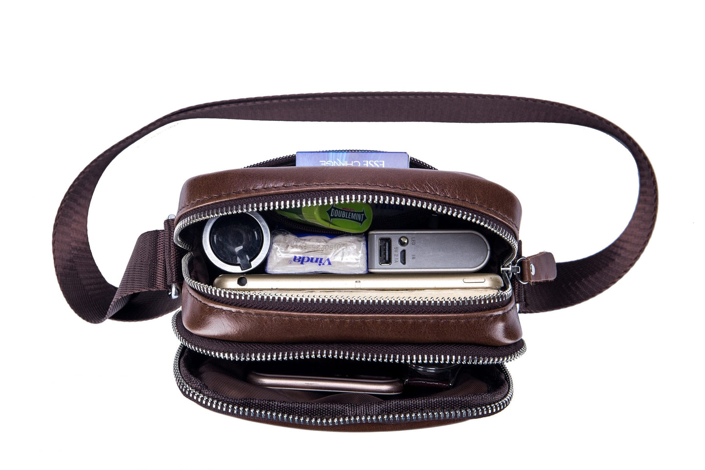 Bullcaptain Leather Shoulder Bag DJB-016 brown