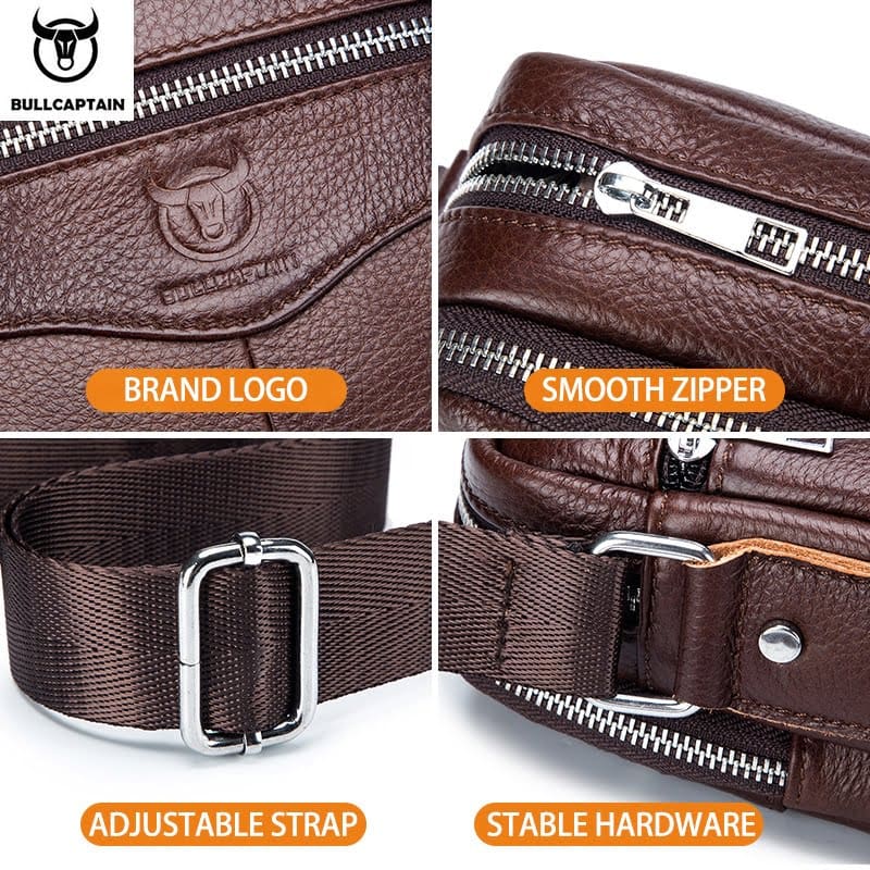 Bullcaptain Leather Shoulder Bag DJB-023 brown