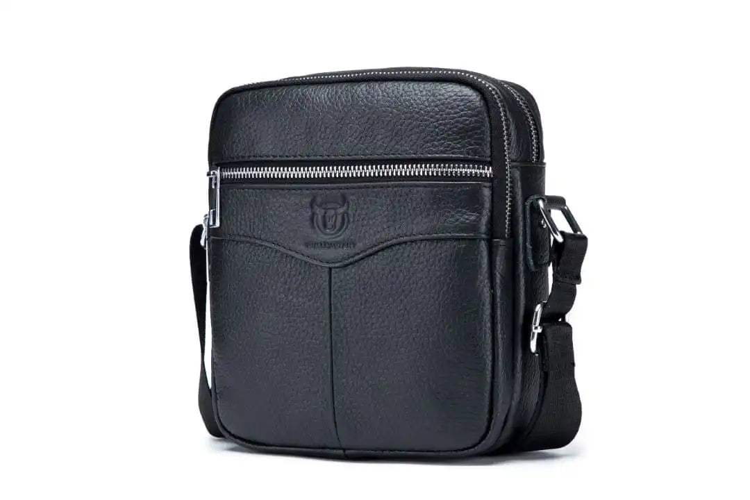 Bullcaptain Leather Shoulder Bag DJB-023 black