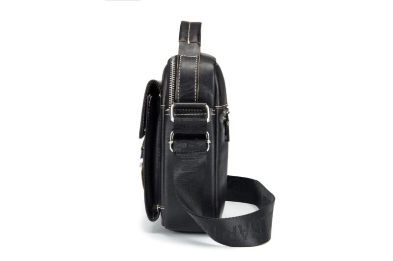 Bullcaptain Leather Shoulder Bag DJB-038 Black