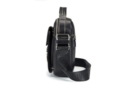 Bullcaptain Leather Shoulder Bag DJB-038 Black