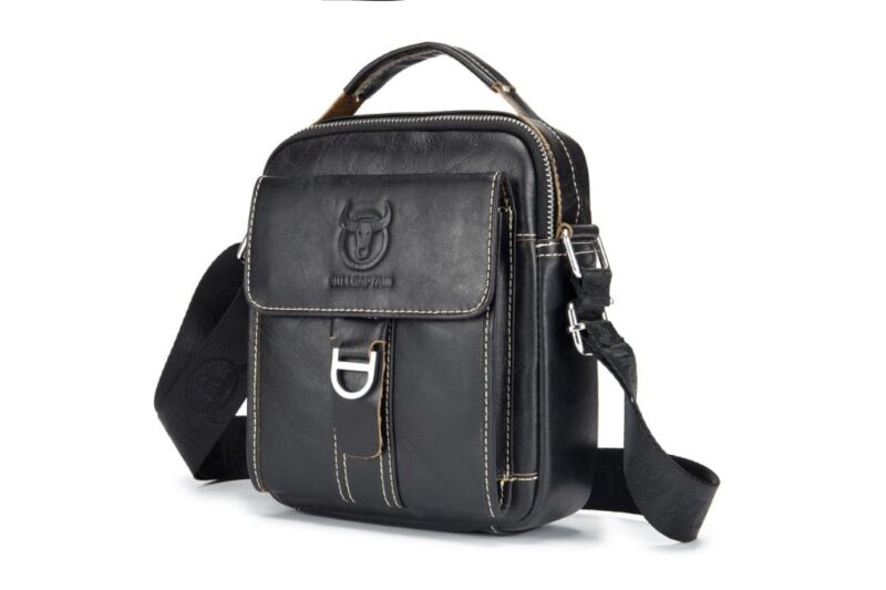 Bullcaptain Leather Shoulder Bag DJB-038 Black