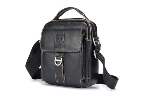 Bullcaptain Leather Shoulder Bag DJB-038 Black