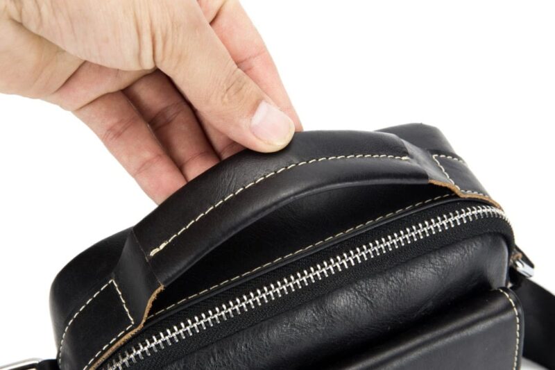 Bullcaptain Leather Shoulder Bag DJB-038 Black