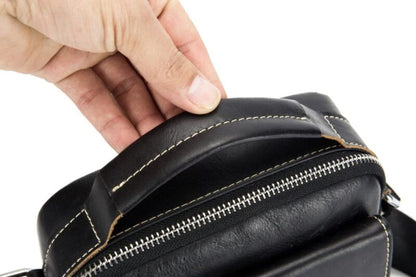 Bullcaptain Leather Shoulder Bag DJB-038 Black