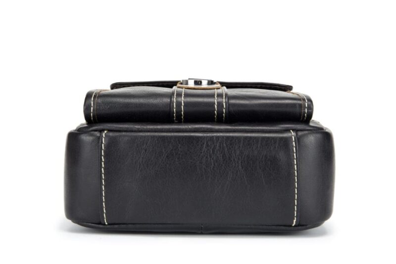 Bullcaptain Leather Shoulder Bag DJB-038 Black