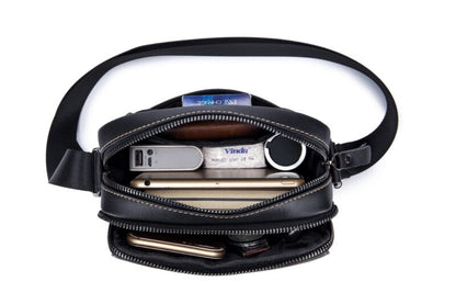 Bullcaptain Leather Shoulder Bag DJB-07 Black