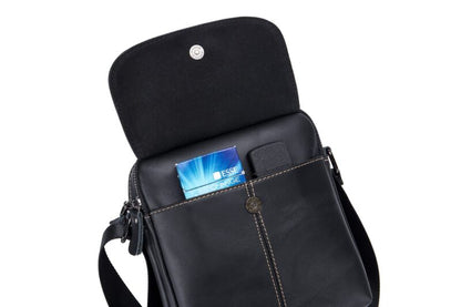 Bullcaptain Leather Shoulder Bag DJB-07 Black