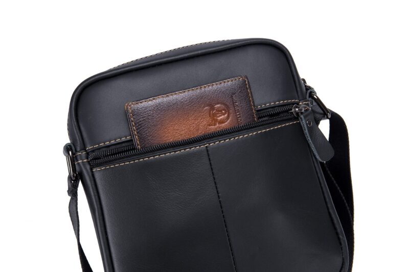 Bullcaptain Leather Shoulder Bag DJB-07 Black