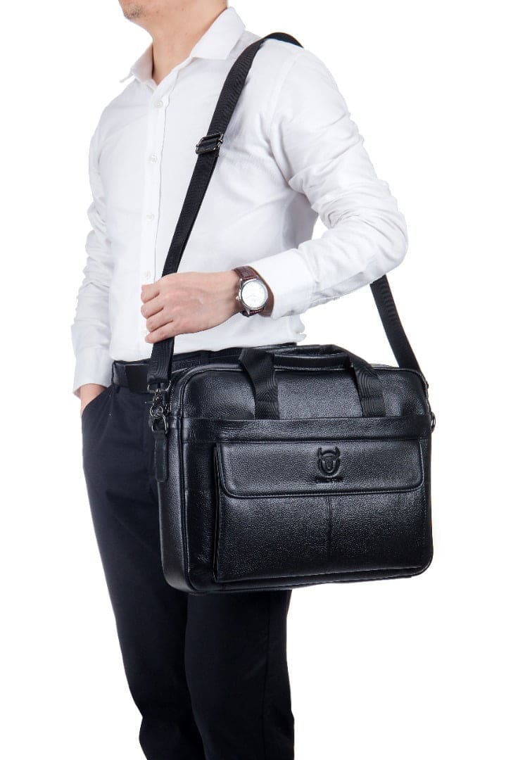 Bullcaptain leather briefcase GWB-046 black
