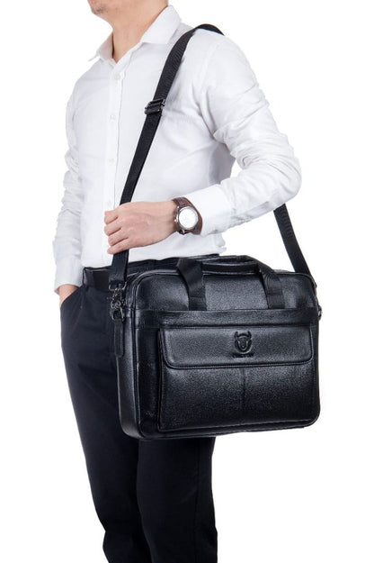 Bullcaptain leather briefcase GWB-046 black