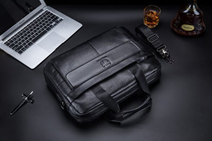 Bullcaptain leather briefcase GWB-046 black
