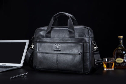 Bullcaptain leather briefcase GWB-046 black