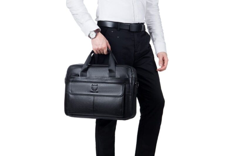 Bullcaptain leather briefcase GWB-046 black