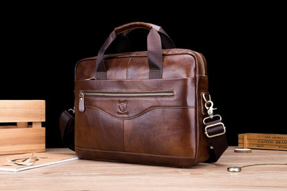 Bullcaptain Leather Briefcase GWB-044 Brown