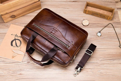 Bullcaptain Leather Briefcase GWB-044 Brown