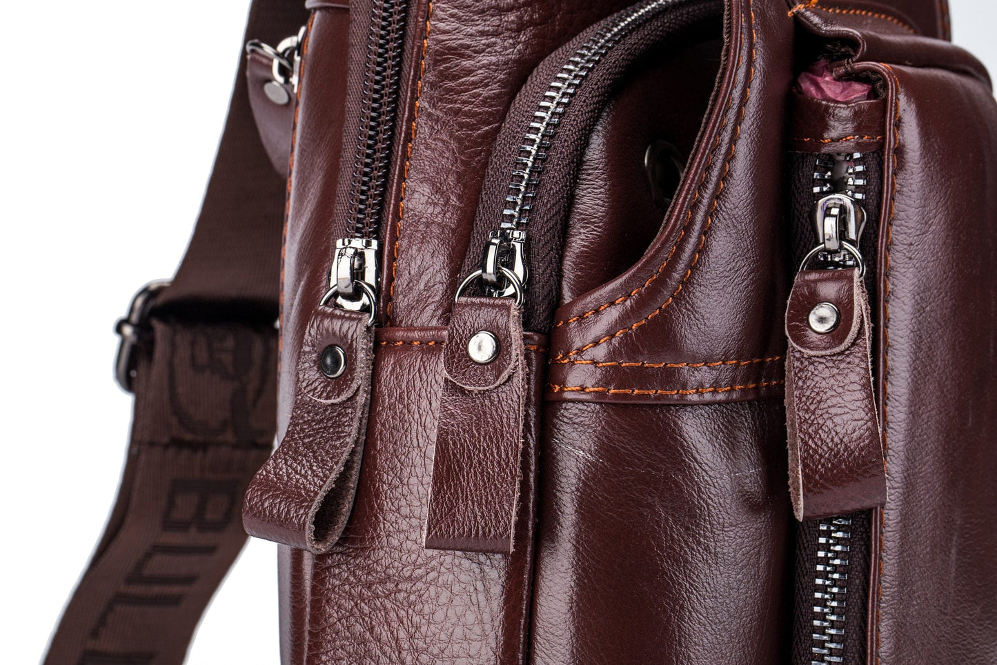 Bullcaptain Leather Shoulder Bag XB-086 Brown