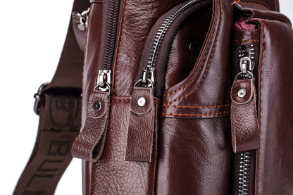Bullcaptain Leather Shoulder Bag XB-086 Brown