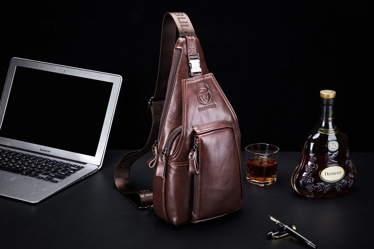 Bullcaptain Leather Shoulder Bag XB-086 Brown