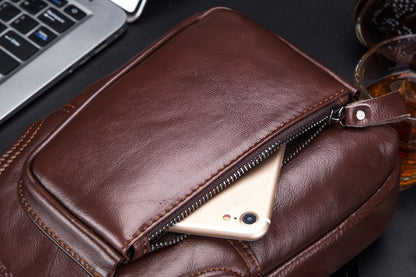 Bullcaptain Leather Shoulder Bag XB-086 Brown