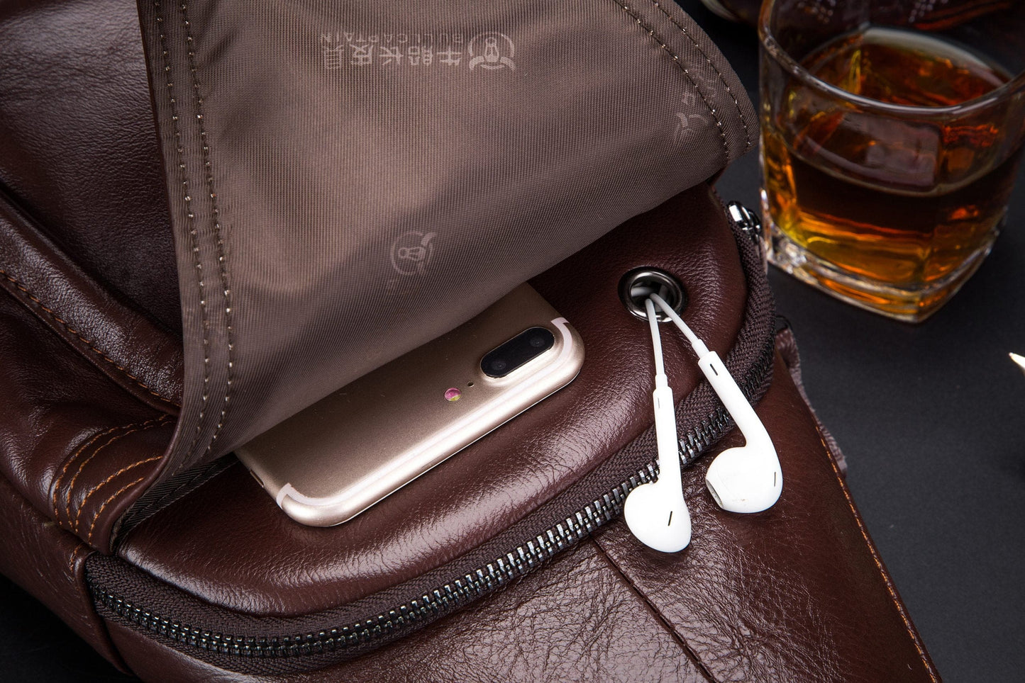 Bullcaptain Leather Shoulder Bag XB-086 Brown