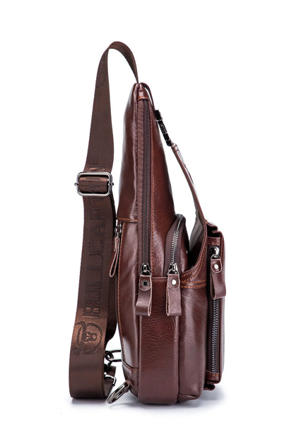 Bullcaptain Leather Shoulder Bag XB-086 Brown
