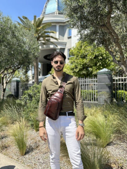 Bullcaptain XB-100 Leather Shoulder Bag Brown